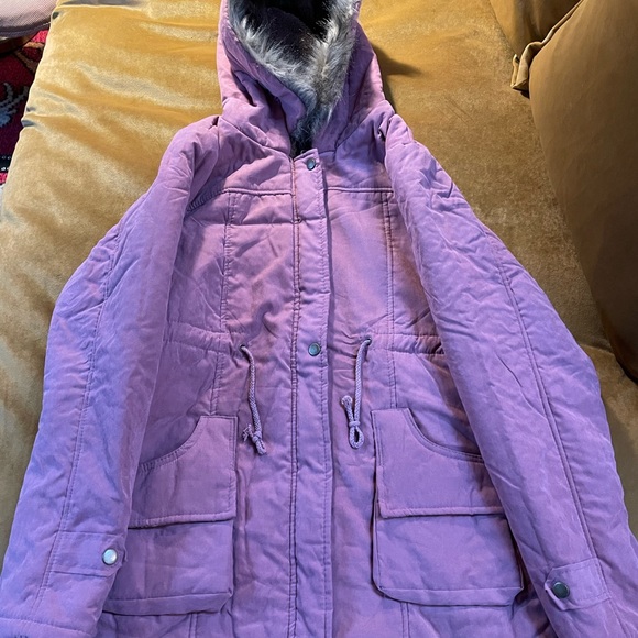Brand new dusty rose, fleece parka with hood, L - Picture 5 of 8